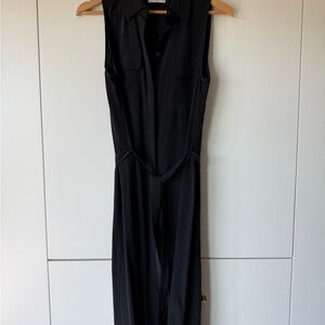 Equipment Black Button-Front Collared Dress